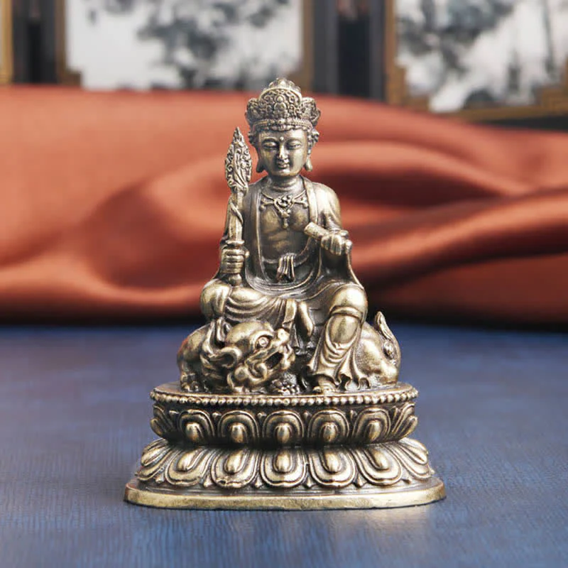 Buddha Stones Manjusri Bodhisattva Serenità Statua in rame Decorazione - Image 3