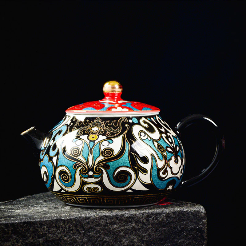 Buddha Stones Maschera dell'Opera di Pechino Modello Ceramica Gaiwan Sancai Tazza da Tè Kung Fu Tazza da Tè e Piattino con Coperchio Teiera - Image 9