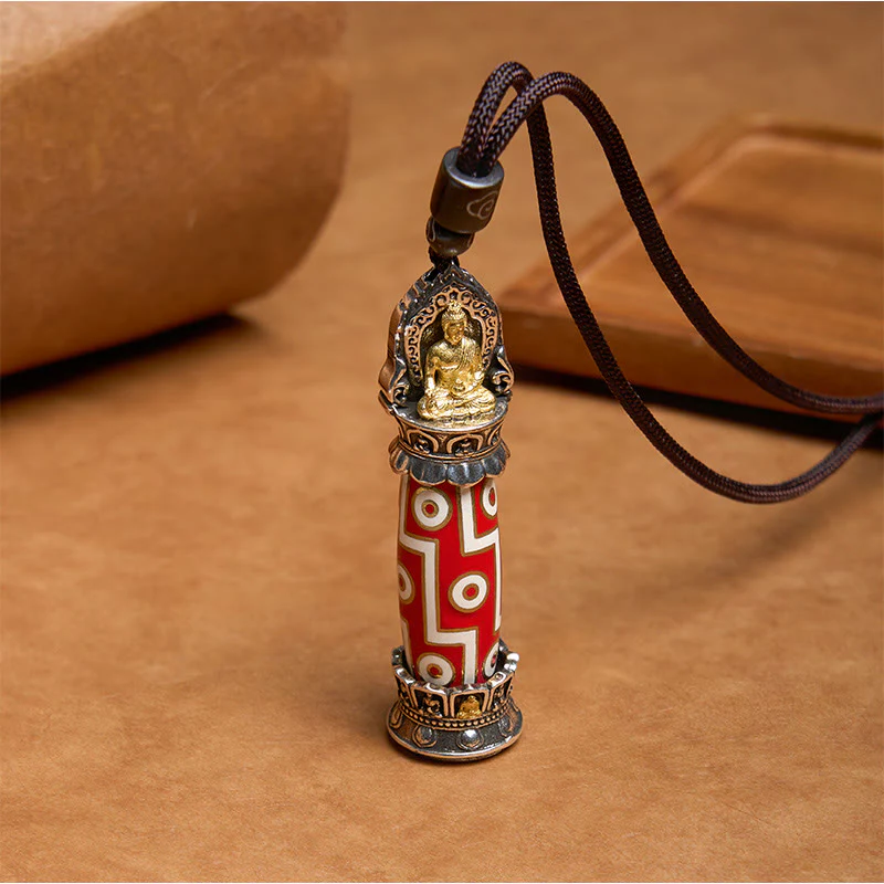 Buddha Stones Medicina Tibetana Buddha Nove Occhi Dzi Perlina Collana Pendente Protezione - Image 6