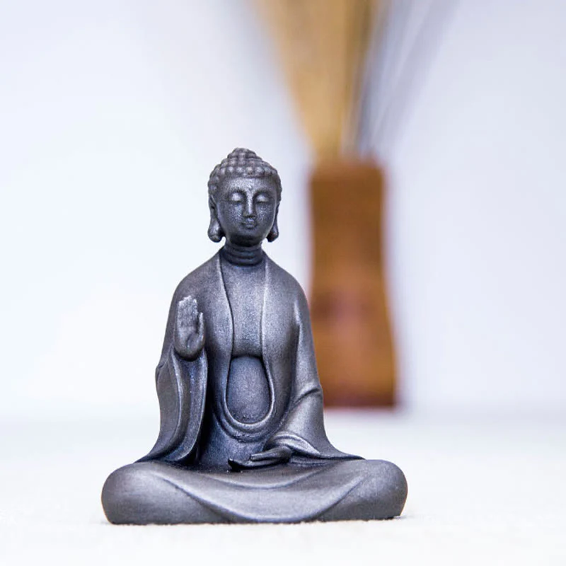 Buddha Stones Meditazione fatta a mano Buddha Sakyamuni Polvere di ferro Ruggine Statua in resina Decorazione - Image 16