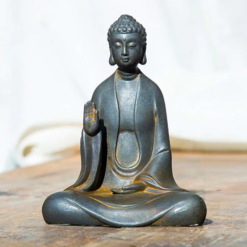 Buddha Stones Meditazione fatta a mano Buddha Sakyamuni Polvere di ferro Ruggine Statua in resina Decorazione - Image 2