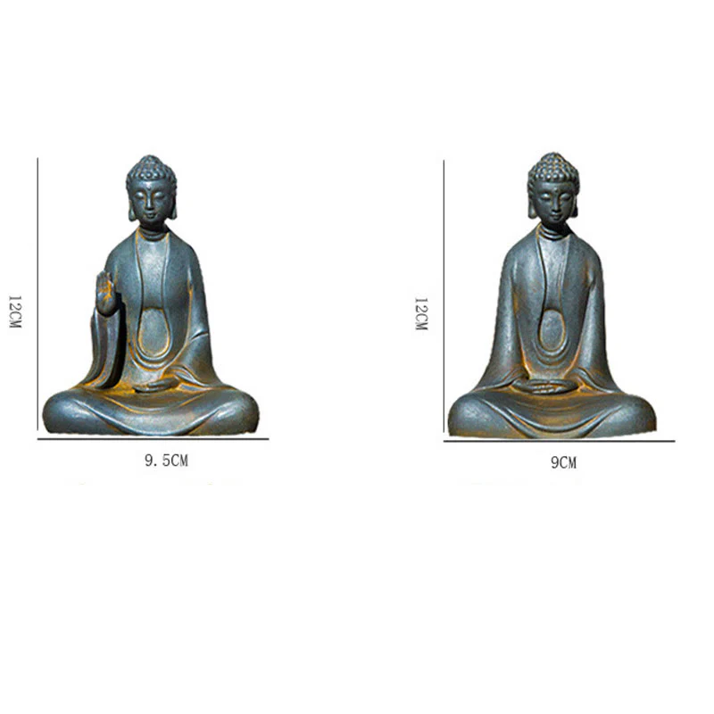 Buddha Stones Meditazione fatta a mano Buddha Sakyamuni Polvere di ferro Ruggine Statua in resina Decorazione - Image 24