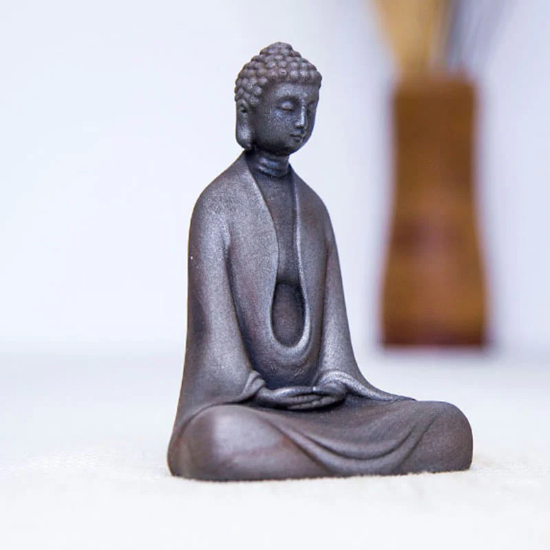 Buddha Stones Meditazione fatta a mano Buddha Sakyamuni Polvere di ferro Ruggine Statua in resina Decorazione - Image 27