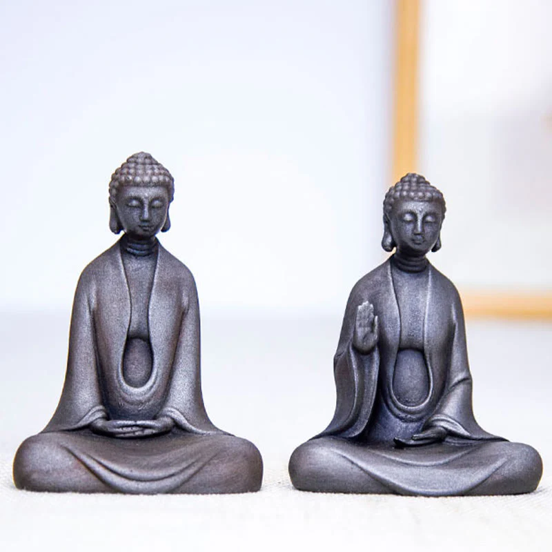 Buddha Stones Meditazione fatta a mano Buddha Sakyamuni Polvere di ferro Ruggine Statua in resina Decorazione - Image 34
