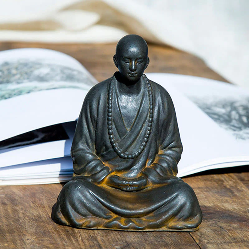 Buddha Stones Meditazione Monaco Preghiera Polvere di Ferro Ruggine Statua Resina Decorazione per la Casa - Image 10