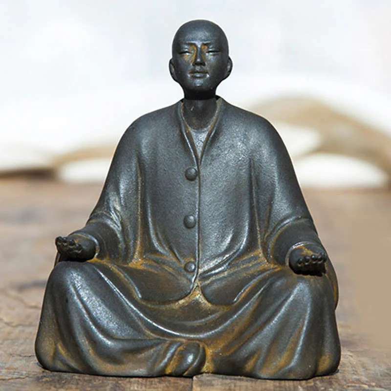 Buddha Stones Meditazione Monaco Preghiera Polvere di Ferro Ruggine Statua Resina Decorazione per la Casa - Image 11