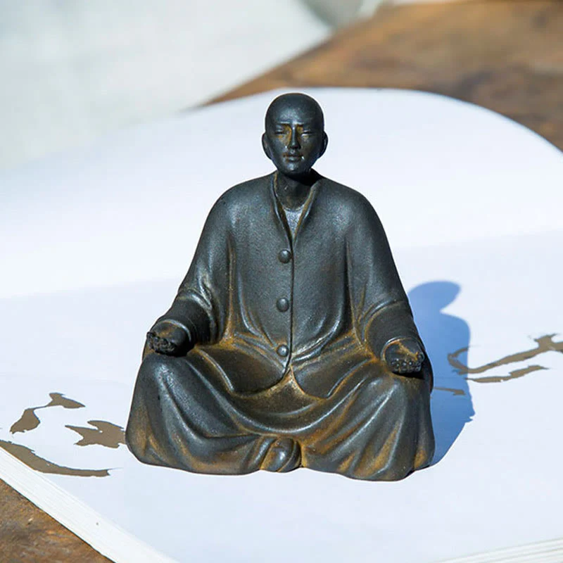 Buddha Stones Meditazione Monaco Preghiera Polvere di Ferro Ruggine Statua Resina Decorazione per la Casa - Image 12