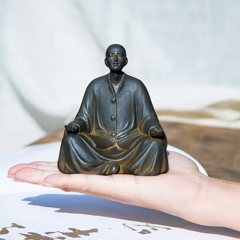 Buddha Stones Meditazione Monaco Preghiera Polvere di Ferro Ruggine Statua Resina Decorazione per la Casa - Image 13