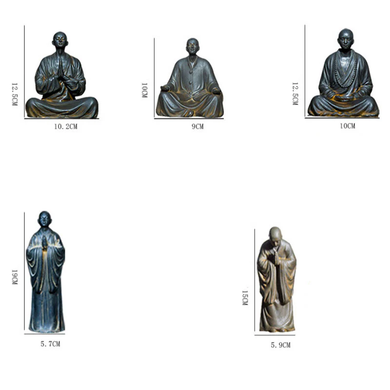 Buddha Stones Meditazione Monaco Preghiera Polvere di Ferro Ruggine Statua Resina Decorazione per la Casa - Image 16