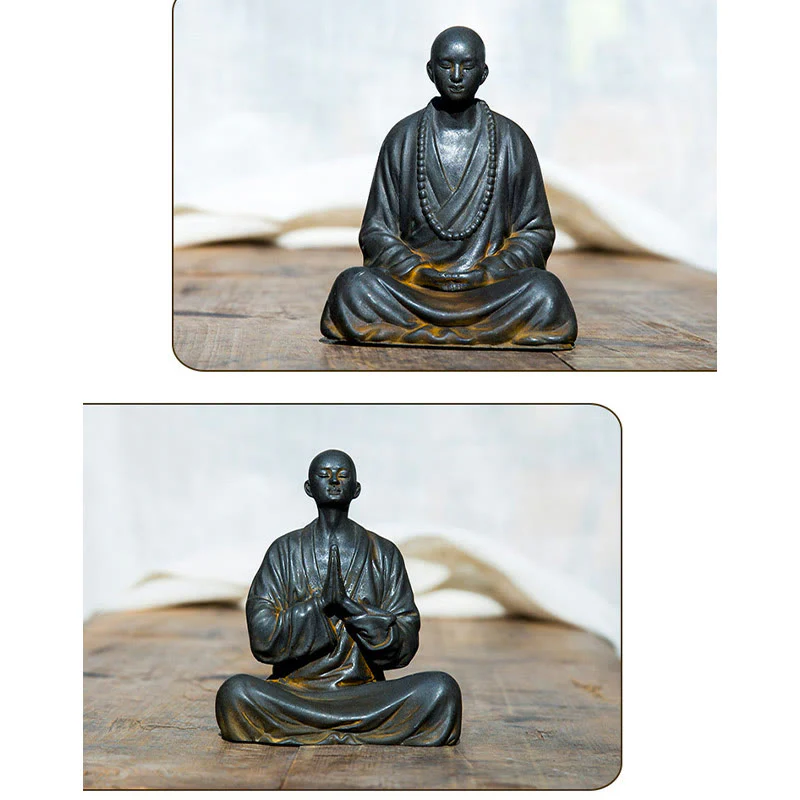 Buddha Stones Meditazione Monaco Preghiera Polvere di Ferro Ruggine Statua Resina Decorazione per la Casa - Image 18