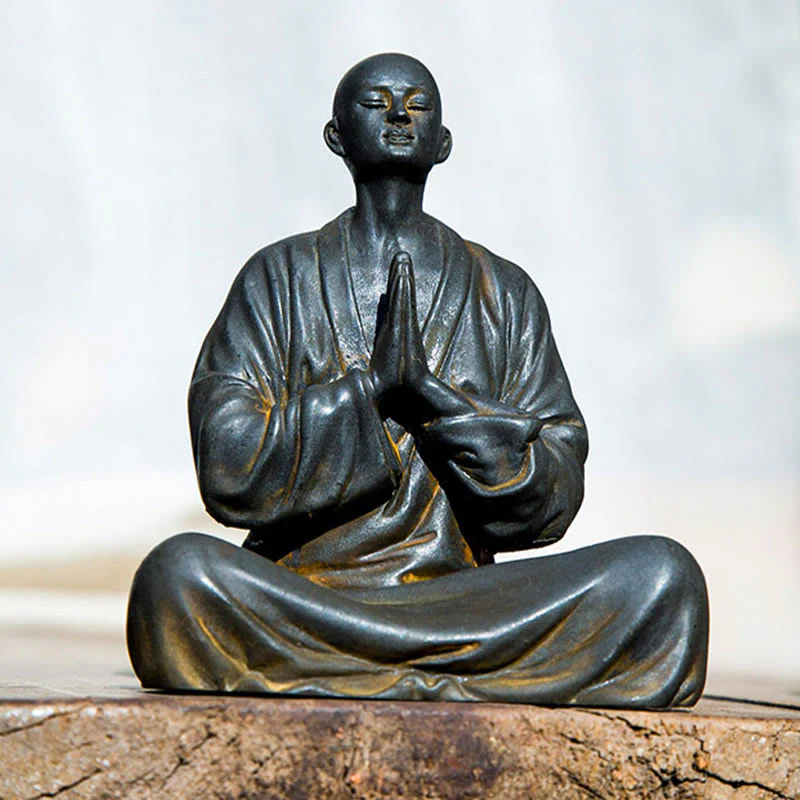 Buddha Stones Meditazione Monaco Preghiera Polvere di Ferro Ruggine Statua Resina Decorazione per la Casa - Image 6