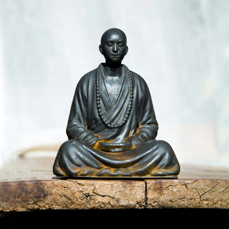 Buddha Stones Meditazione Monaco Preghiera Polvere di Ferro Ruggine Statua Resina Decorazione per la Casa - Image 9