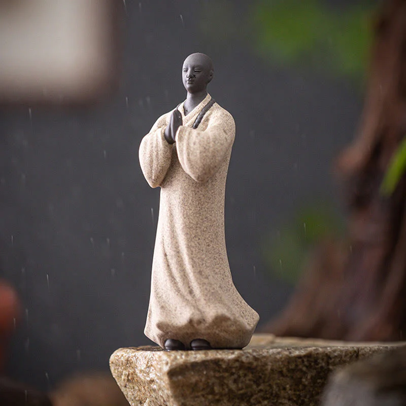 Buddha Stones Meditazione Preghiera Monaco Figura Ceramica Compassione Serenità Decorazione Casa - Image 13