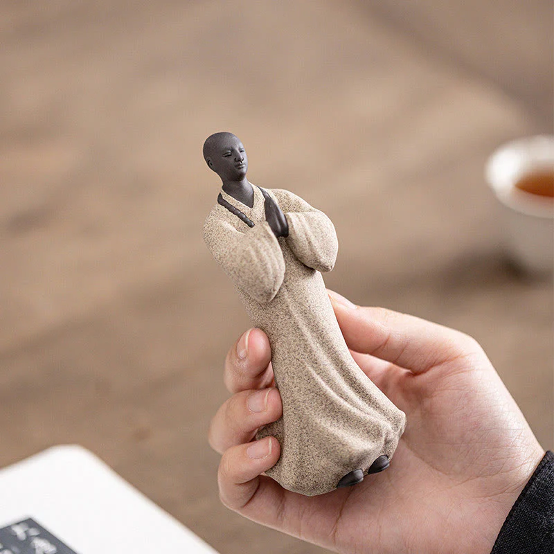 Buddha Stones Meditazione Preghiera Monaco Figura Ceramica Compassione Serenità Decorazione Casa - Image 18