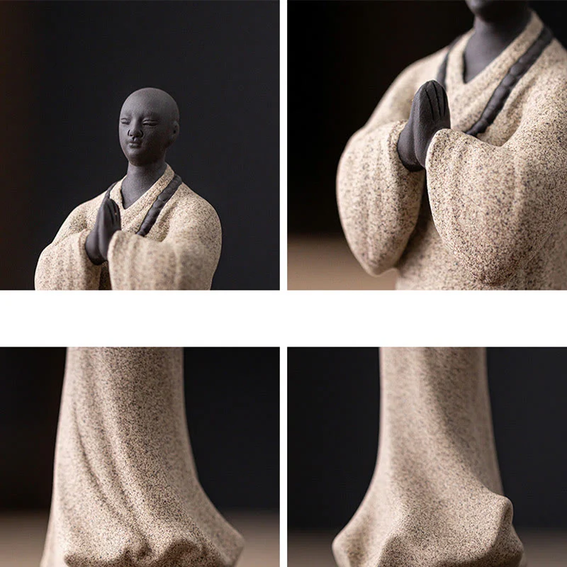 Buddha Stones Meditazione Preghiera Monaco Figura Ceramica Compassione Serenità Decorazione Casa - Image 19