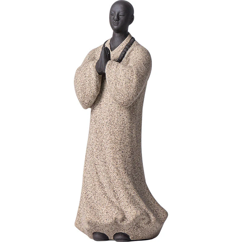 Buddha Stones Meditazione Preghiera Monaco Figura Ceramica Compassione Serenità Decorazione Casa - Image 21