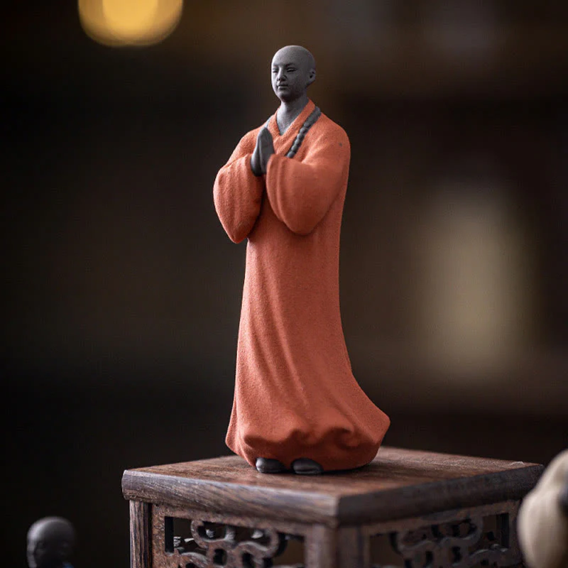 Buddha Stones Meditazione Preghiera Monaco Figura Ceramica Compassione Serenità Decorazione Casa - Image 7