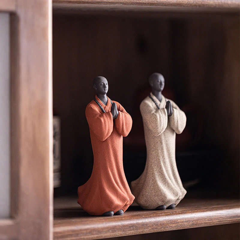 Buddha Stones Meditazione Preghiera Monaco Figura Ceramica Compassione Serenità Decorazione Casa - Image 8