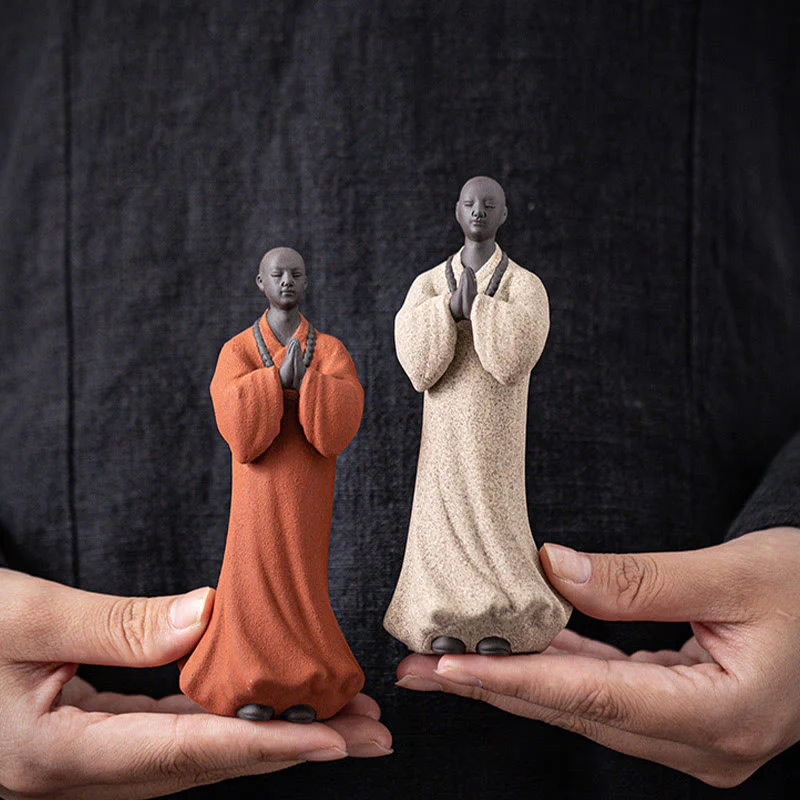 Buddha Stones Meditazione Preghiera Monaco Figura Ceramica Compassione Serenità Decorazione Casa - Image 9