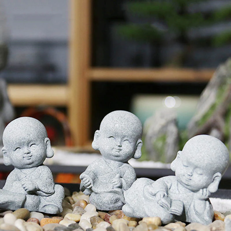 Buddha Stones Meditazione Preghiera Monaco Statua del Buddha Serenità Decorazione della casa - Image 3