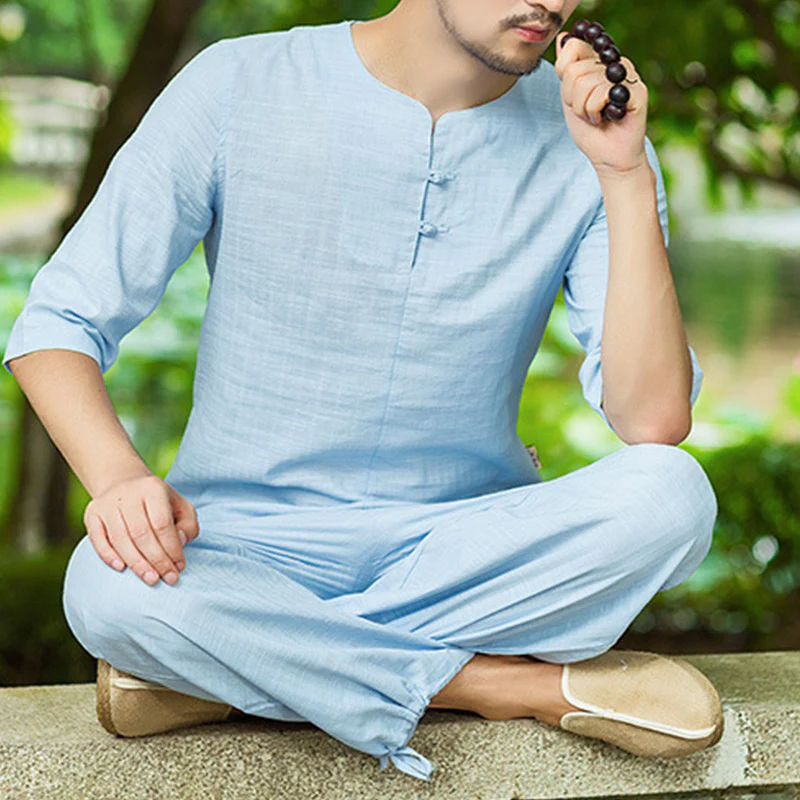 Buddha Stones Meditazione Preghiera Spirituale Zen Pratica Uniforme Abbigliamento Uomo Set - Image 6