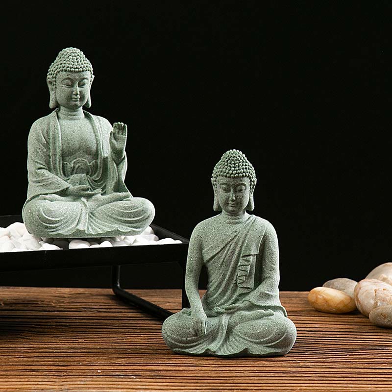 Buddha Stones Meditazione Tibetana Contemplazione Buddha Serenità Compassione Statua Figurina Decorazione - Image 4