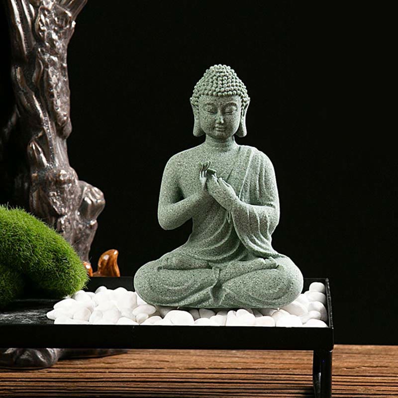 Buddha Stones Meditazione Tibetana Contemplazione Buddha Serenità Compassione Statua Figurina Decorazione - Image 7
