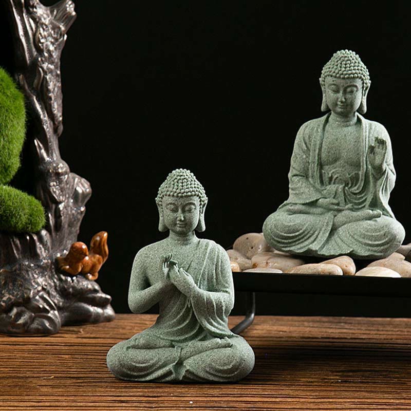 Buddha Stones Meditazione Tibetana Contemplazione Buddha Serenità Compassione Statua Figurina Decorazione - Image 8