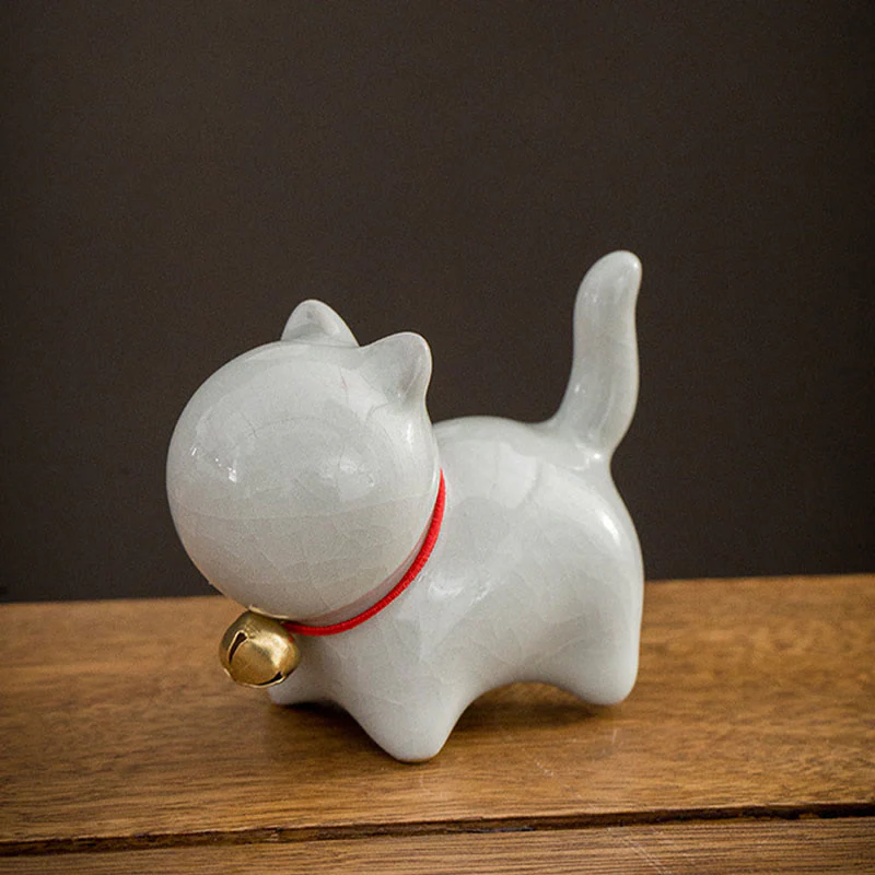 Buddha Stones Mini Carino Campanello Portafortuna Gatto Tè Animale Domestico Ceramica Casa Scrivania Figurina Decorazione - Image 10