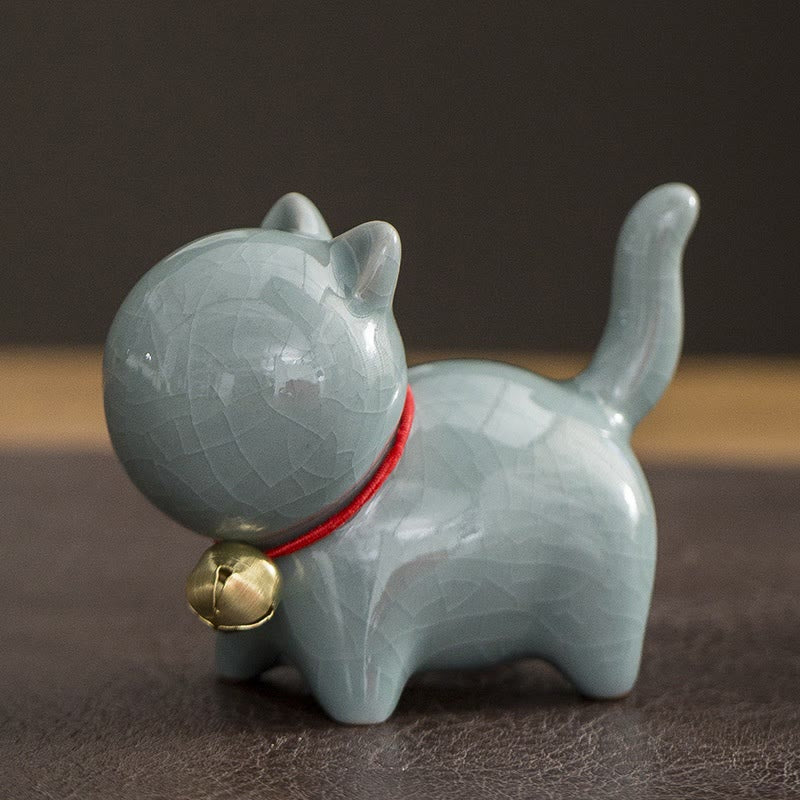Buddha Stones Mini Carino Campanello Portafortuna Gatto Tè Animale Domestico Ceramica Casa Scrivania Figurina Decorazione - Image 13