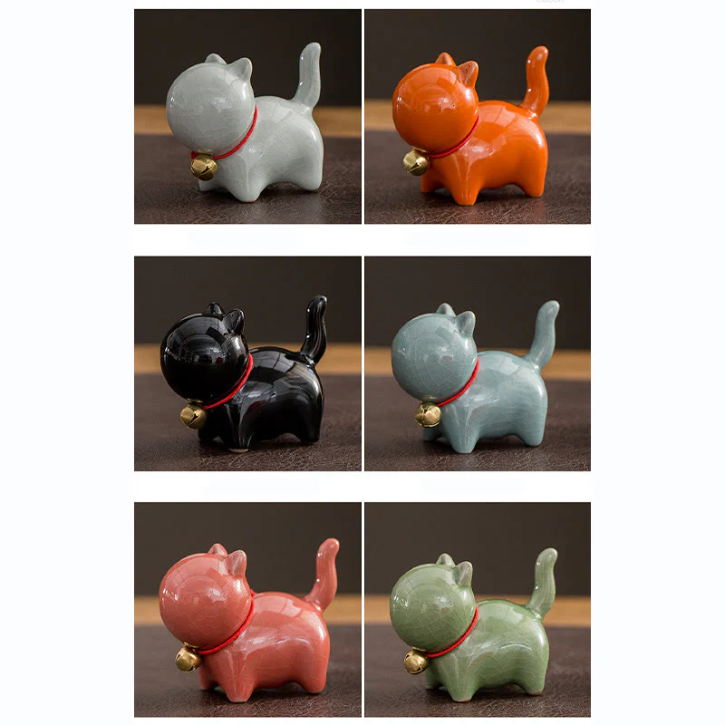 Buddha Stones Mini Carino Campanello Portafortuna Gatto Tè Animale Domestico Ceramica Casa Scrivania Figurina Decorazione - Image 21