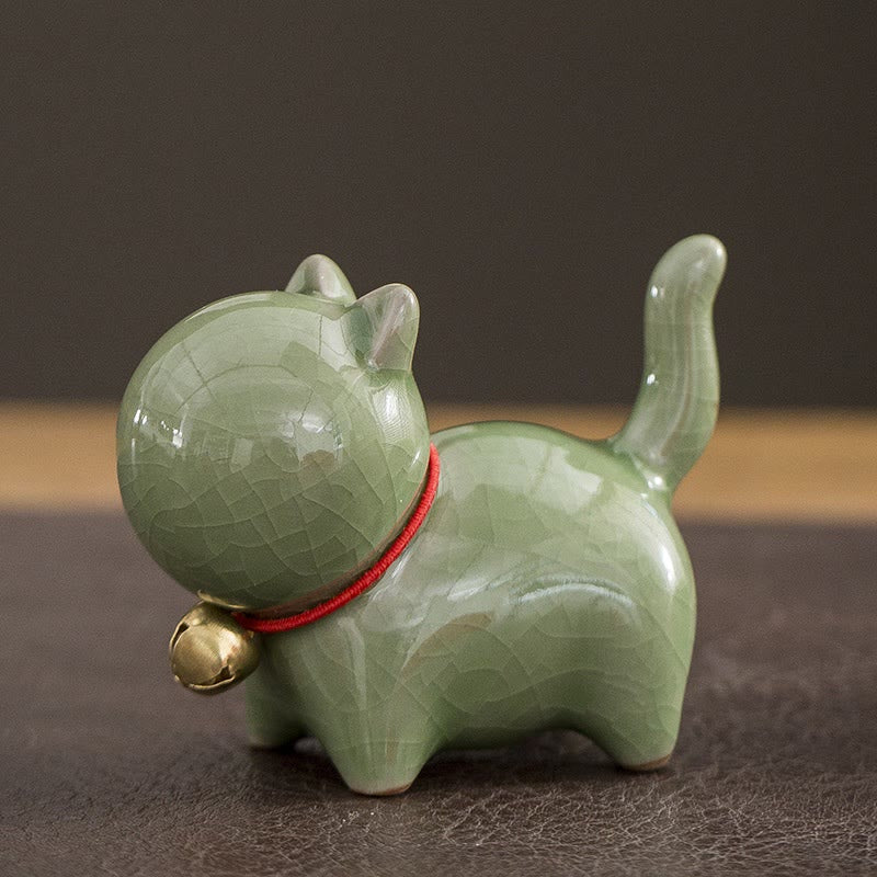 Buddha Stones Mini Carino Campanello Portafortuna Gatto Tè Animale Domestico Ceramica Casa Scrivania Figurina Decorazione - Image 3