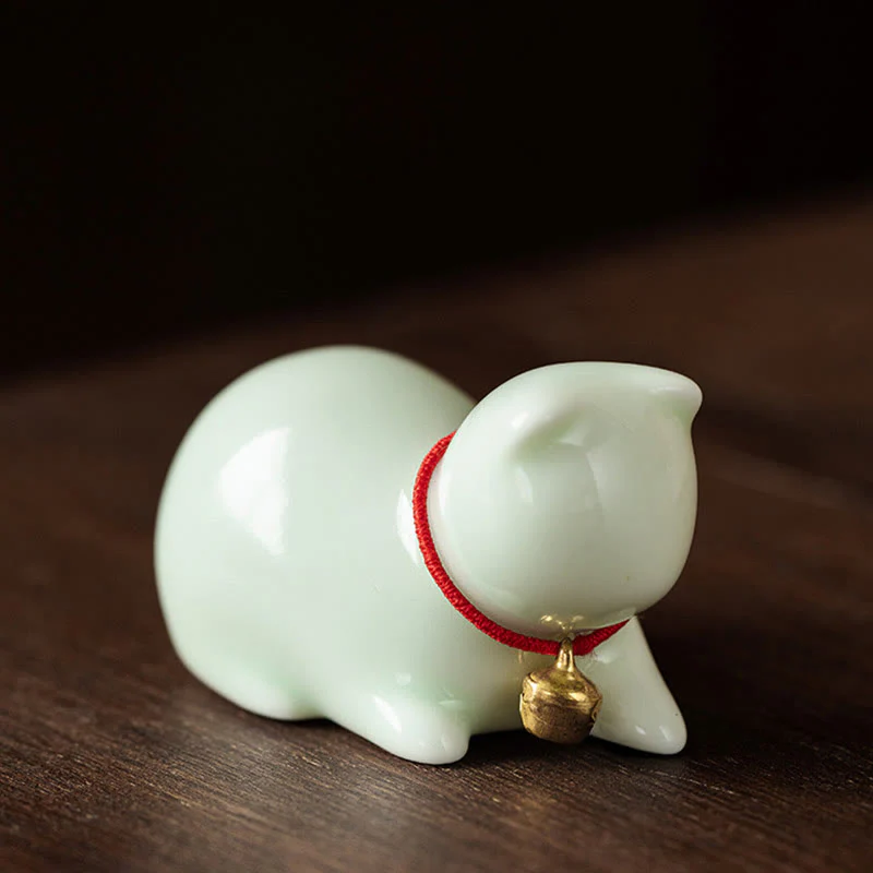 Buddha Stones Mini Carino in Piedi Sdraiato Gatto Tè Animale Domestico Ceramica Casa Scrivania Figurina Decorazione - Image 18