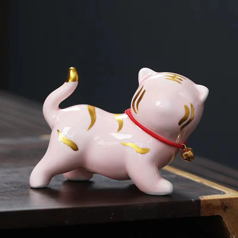 Buddha Stones Mini Carino Tigre Tea Pet Ceramica Casa Scrivania Figurina Decorazione - Image 7
