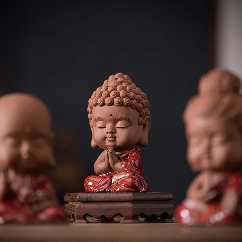 Buddha Stones Mini Gautama Buddha Sakyamuni Kwan Yin Avalokitesvara Ksitigarbha Serenity Decorazione da scrivania in ceramica - Image 11