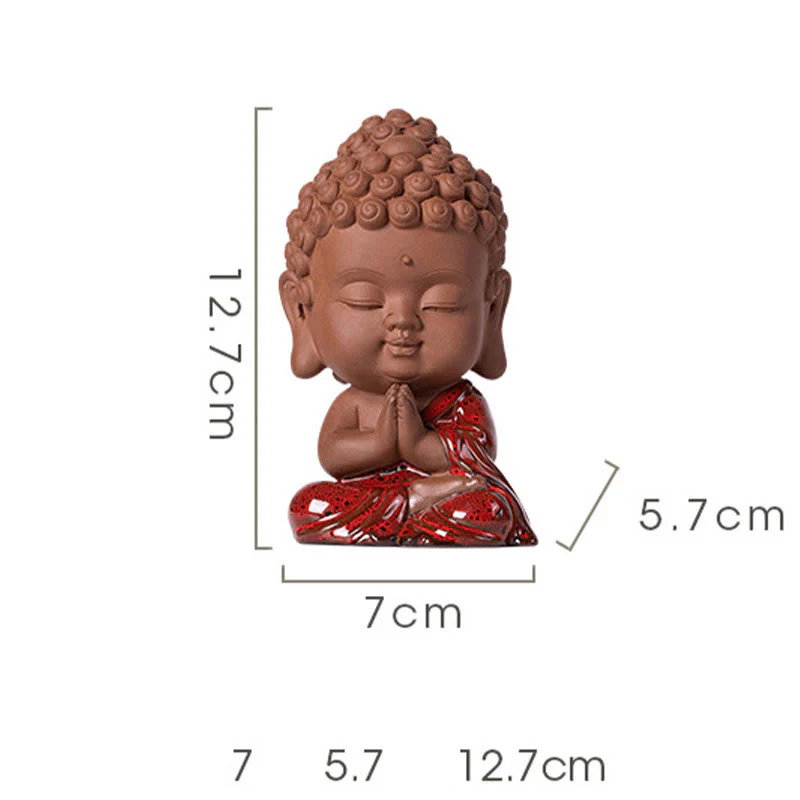 Buddha Stones Mini Gautama Buddha Sakyamuni Kwan Yin Avalokitesvara Ksitigarbha Serenity Decorazione da scrivania in ceramica - Image 12