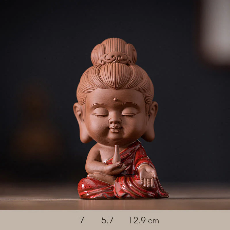 Buddha Stones Mini Gautama Buddha Sakyamuni Kwan Yin Avalokitesvara Ksitigarbha Serenity Decorazione da scrivania in ceramica - Image 14