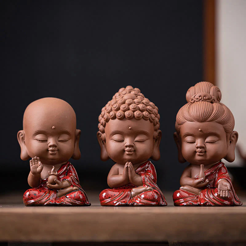 Buddha Stones Mini Gautama Buddha Sakyamuni Kwan Yin Avalokitesvara Ksitigarbha Serenity Decorazione da scrivania in ceramica - Image 20