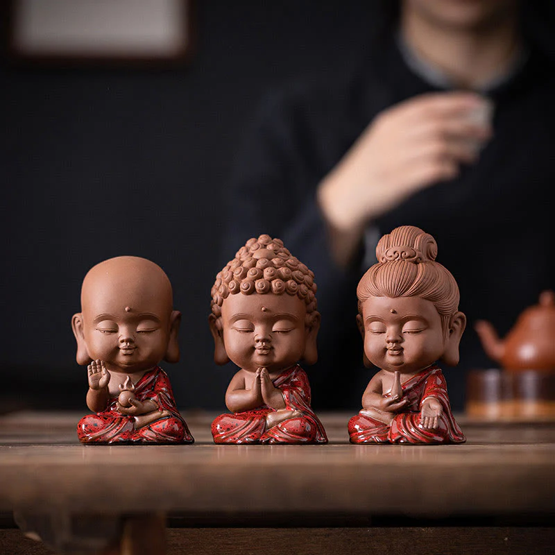 Buddha Stones Mini Gautama Buddha Sakyamuni Kwan Yin Avalokitesvara Ksitigarbha Serenity Decorazione da scrivania in ceramica - Image 22