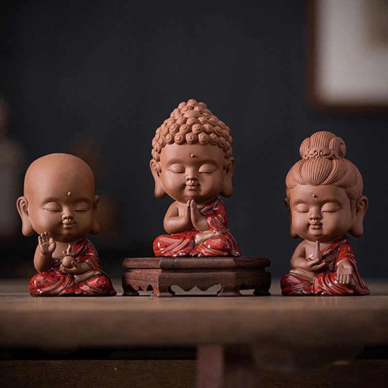 Buddha Stones Mini Gautama Buddha Sakyamuni Kwan Yin Avalokitesvara Ksitigarbha Serenity Decorazione da scrivania in ceramica - Image 23
