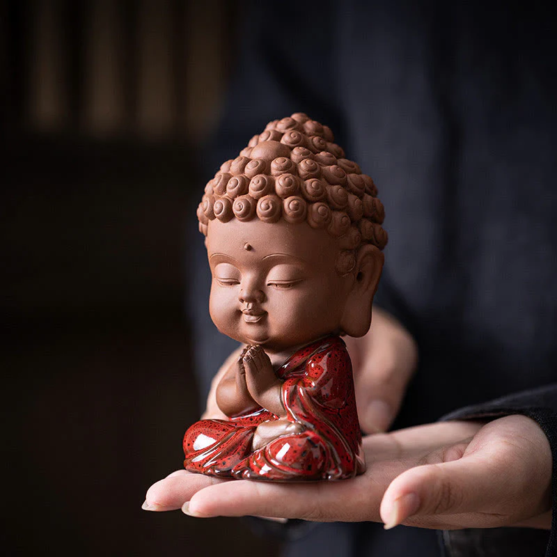 Buddha Stones Mini Gautama Buddha Sakyamuni Kwan Yin Avalokitesvara Ksitigarbha Serenity Decorazione da scrivania in ceramica - Image 5