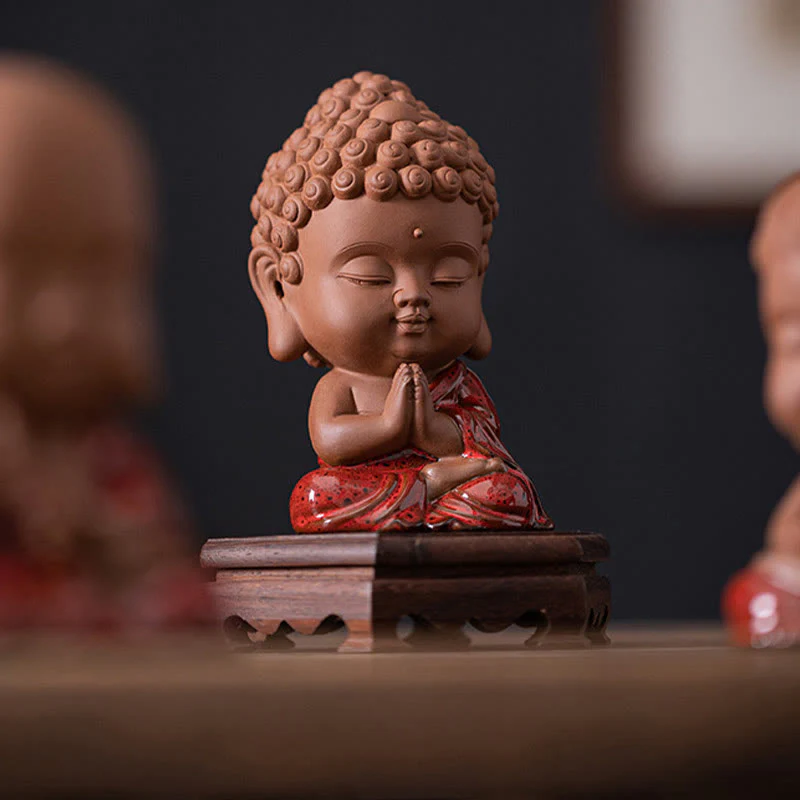 Buddha Stones Mini Gautama Buddha Sakyamuni Kwan Yin Avalokitesvara Ksitigarbha Serenity Decorazione da scrivania in ceramica - Image 7