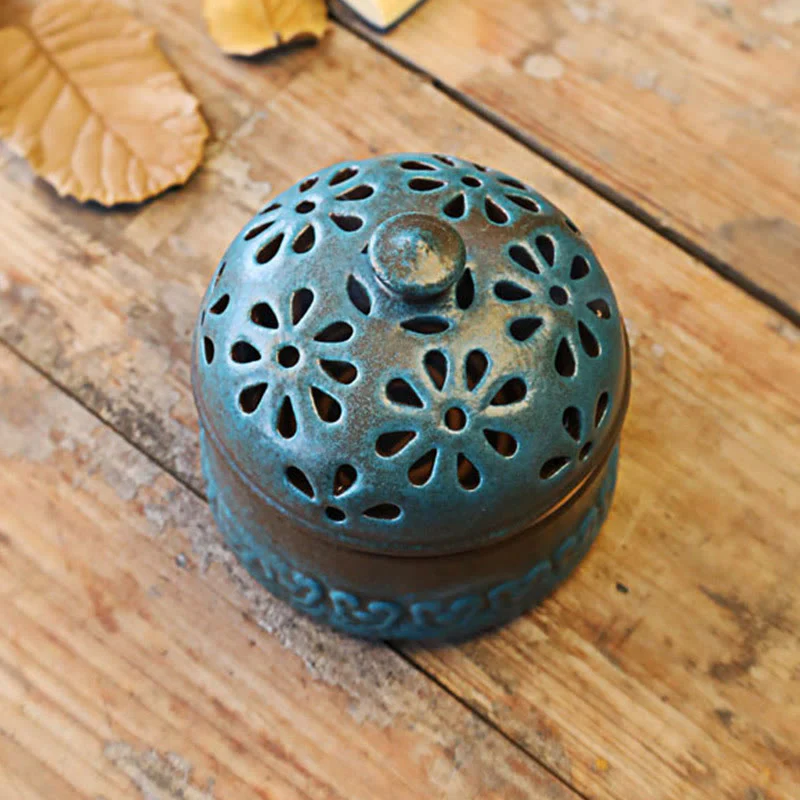 Buddha Stones Mini Hollow Meditazione Spirituale Ceramica Piccolo Bruciatore di Incenso Decorazione - Image 3