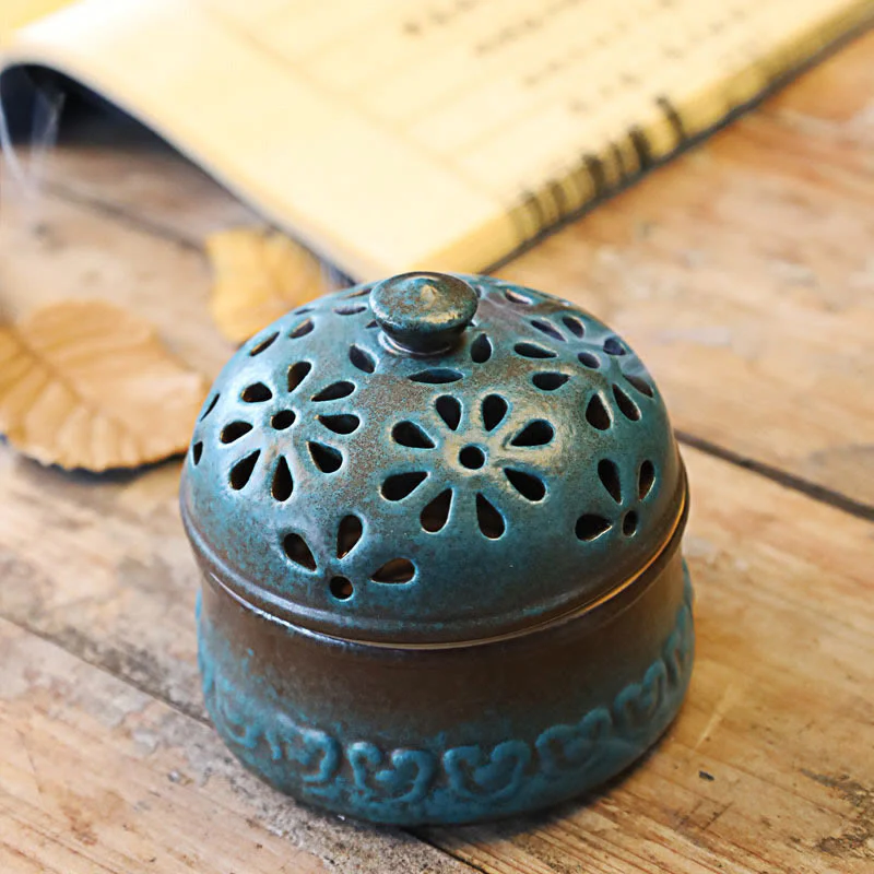 Buddha Stones Mini Hollow Meditazione Spirituale Ceramica Piccolo Bruciatore di Incenso Decorazione - Image 5