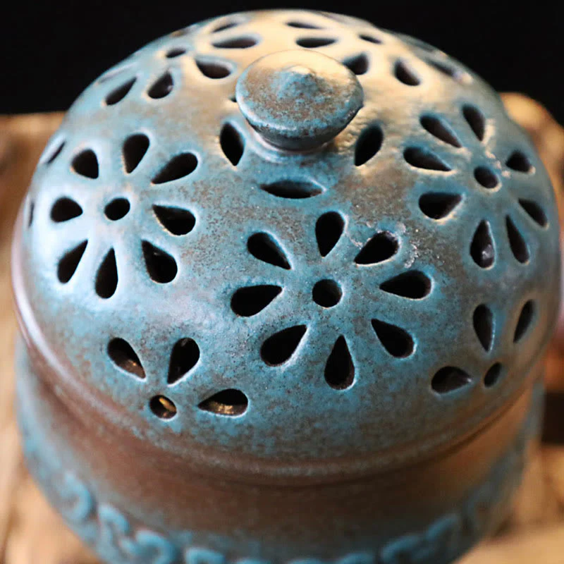 Buddha Stones Mini Hollow Meditazione Spirituale Ceramica Piccolo Bruciatore di Incenso Decorazione - Image 7