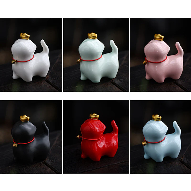 Buddha Stones Mini Lucky Cat Lingotto Tè Animale Domestico Ceramica Casa Scrivania Figurina Decorazione - Image 18