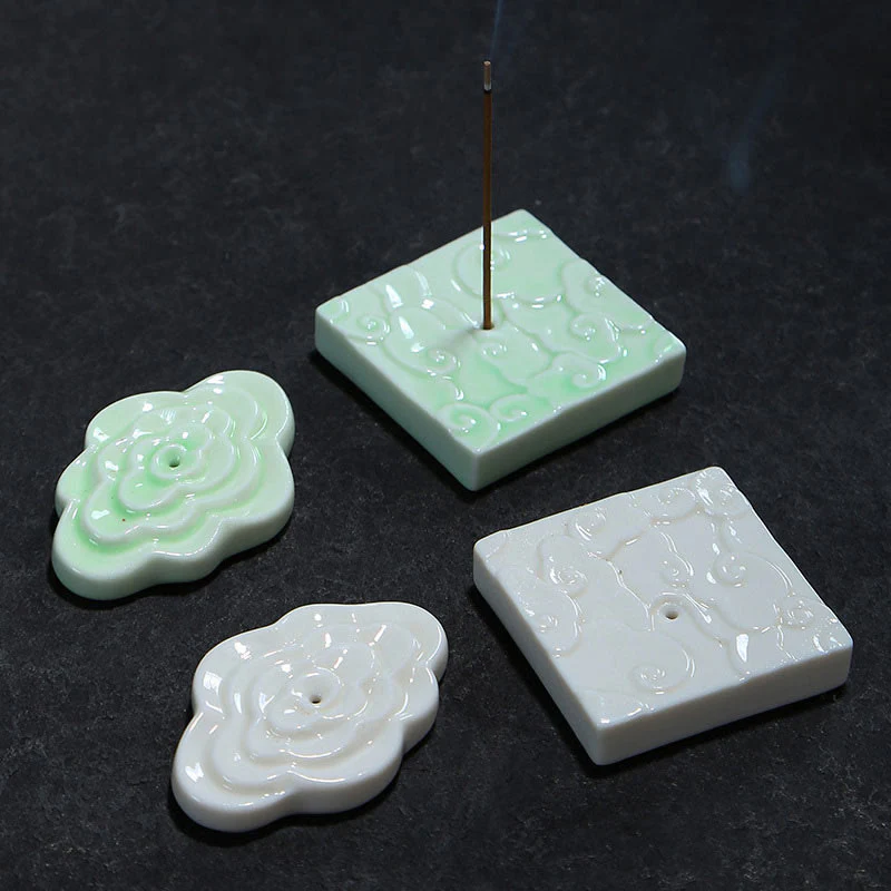 Buddha Stones Mini Nuvole di Buon Auspicio Design Bastoncino di Guarigione Ceramica Piccolo Bruciatore di Incenso Decorazione - Image 2