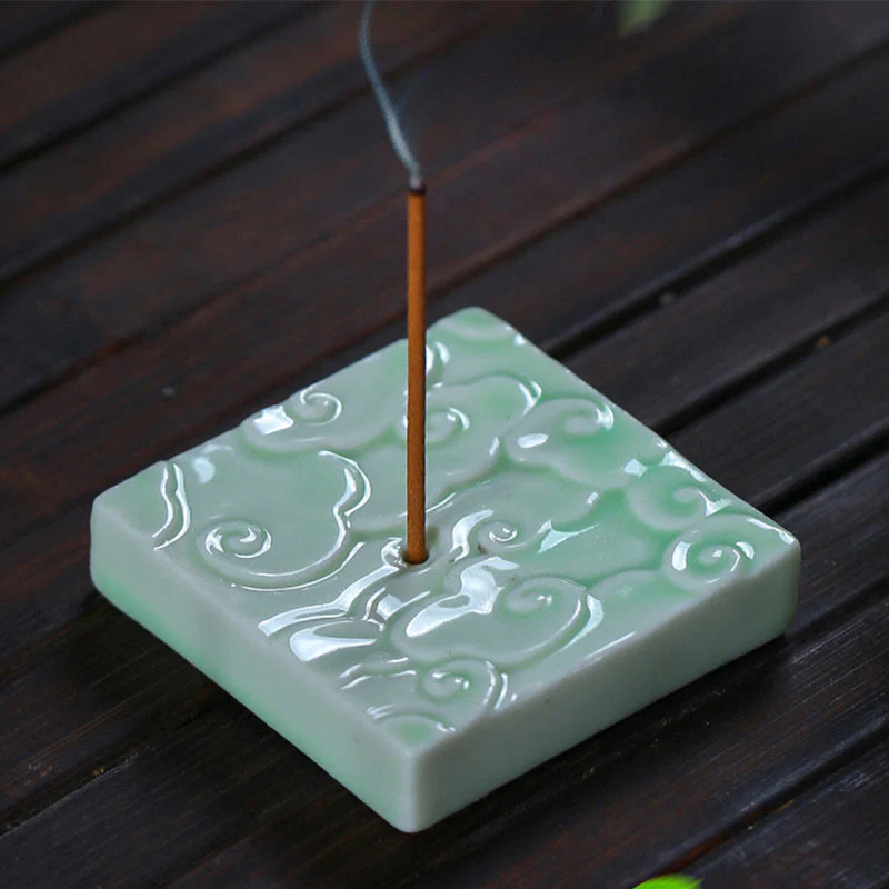 Buddha Stones Mini Nuvole di Buon Auspicio Design Bastoncino di Guarigione Ceramica Piccolo Bruciatore di Incenso Decorazione - Image 3