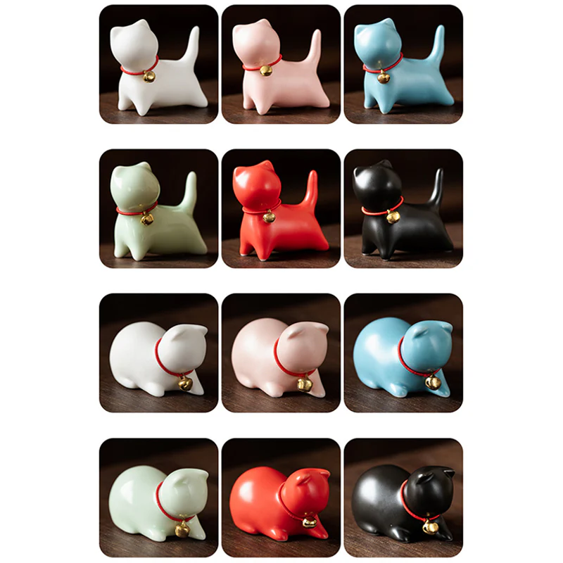 Buddha Stones Mini Piccolo Carino Gatto Tè Animale Domestico Ceramica Casa Scrivania Figurina Decorazione - Image 26