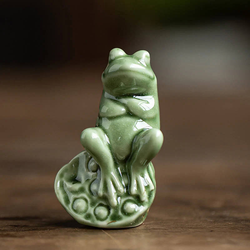 Buddha Stones Mini Piccolo Meditazione Loto Riposo Rana Ceramica Ricchezza Fortuna Casa Tè Animale Domestico Figurina Decorazione - Image 10